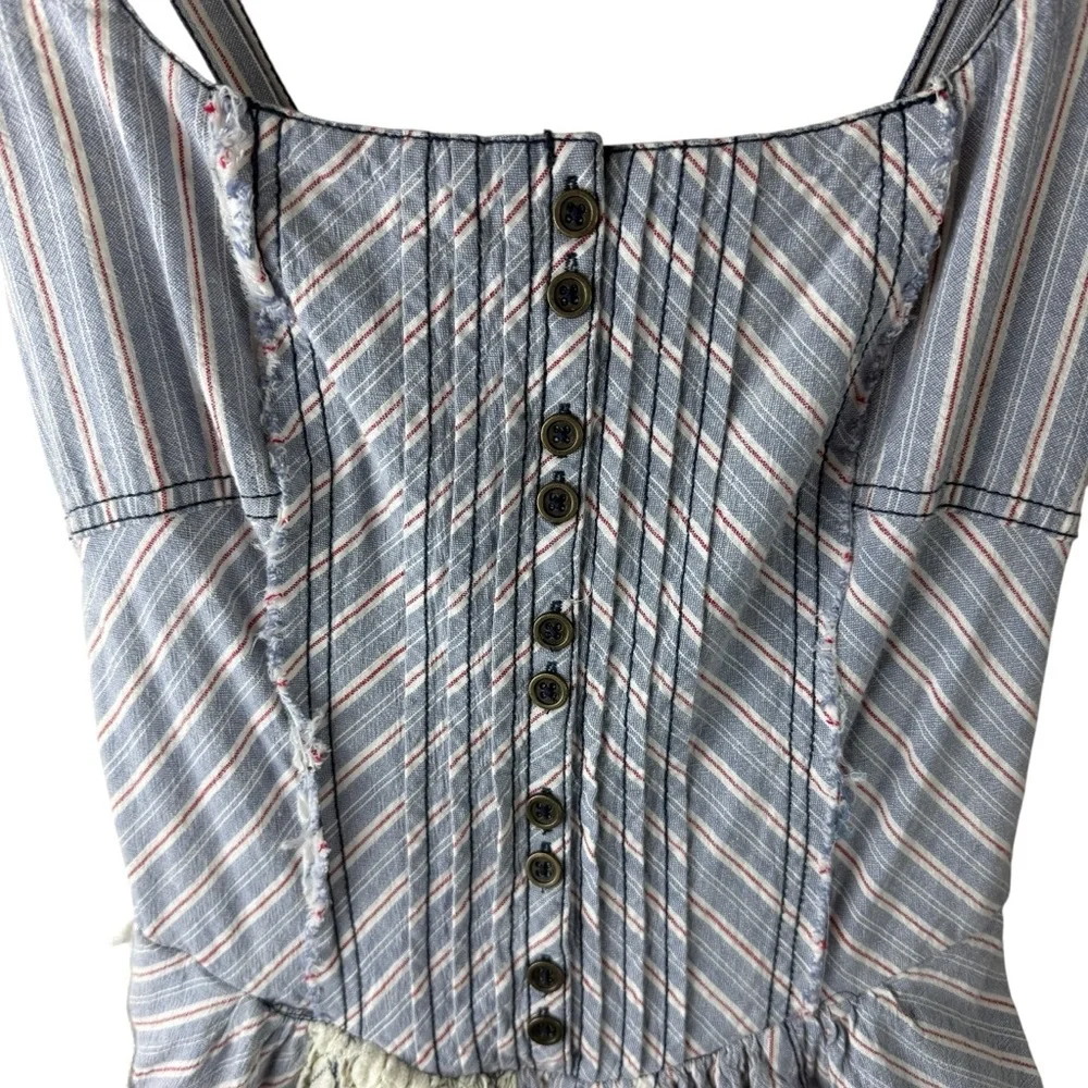 Anthropologie Pilcro Jenna Scoop Neck Drop-Waist Patchwork Dress Boho Size. 4 - Picture 7 of 10